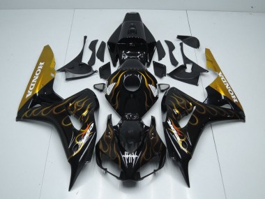 CBR 1000 RR 06-07 Verkleidungen - Schwarz Gold Flamme