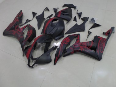 CBR 600 RR 07-08 Verkleidungen - Matt Schwarzer roter Totenkopf mit Streifen