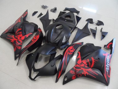 CBR 600 RR 09-12 Verkleidungen - Matt Schwarz mit rotem Totenkopf