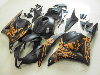 CBR 600 RR 09-12 Verkleidungen - Matt Schwarzer Orange Aufkleber