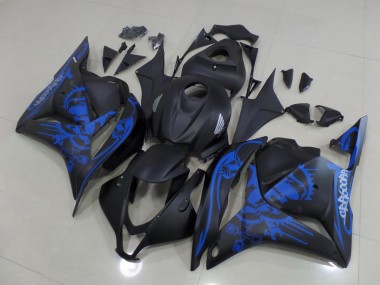 CBR 600 RR 09-12 Verkleidungen - Matt Schwarzer blauer Totenkopf