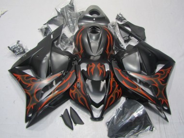 CBR 600 RR 09-12 Verkleidungen - Schwarz Orange Flamme