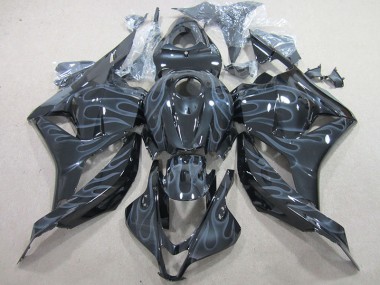 CBR 600 RR 09-12 Verkleidungen - Schwarz Silber Flamme