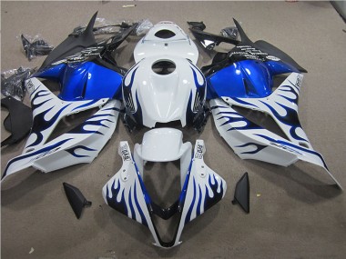 CBR 600 RR 09-12 Verkleidungen - Weiß Blau Flamme