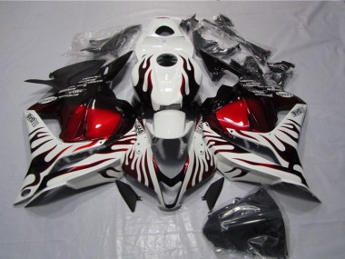 CBR 600 RR 09-12 Verkleidungen - Weiß Schwarz Rot Flamme