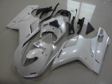 Ducati 848 1098 1198 07-14 Verkleidungen - BirnenWeiß, schwarze Aufkleber