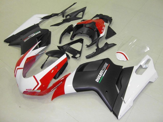Ducati 848 1098 1198 07-14 Verkleidungen - Matt Schwarz Weiß Rot Ducati 848 1098 1198 07-14 Verkleidungen - Matt Schwarz Weiß Rot