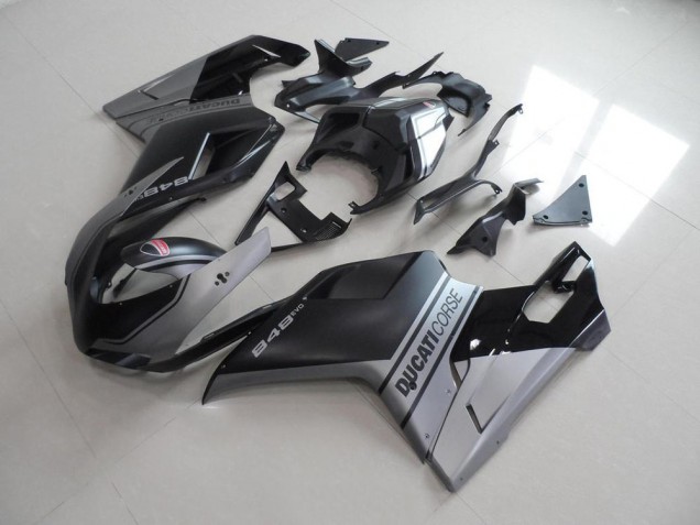 Ducati 848 1098 1198 07-14 Verkleidungen - Matt Schwarzer Silber OEM Stil