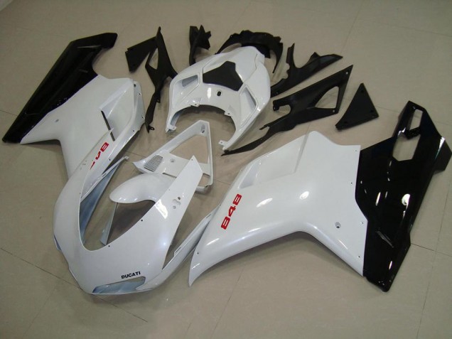 Ducati 848 1098 1198 07-14 Verkleidungen - Perl Weiß Schwarz Ducati 848 1098 1198 07-14 Verkleidungen - Perl Weiß Schwarz