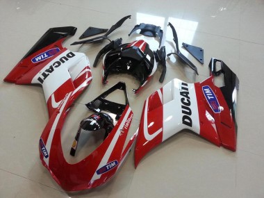 Ducati 848 1098 1198 07-14 Verkleidungen & Plastik - Rot Weiß