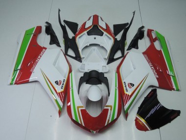 Ducati 848 1098 1198 07-14 Verkleidungen - Rot Weiß Und Grün