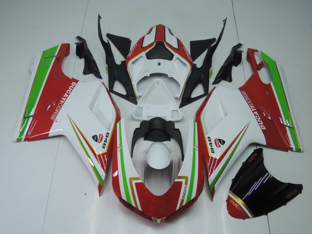 Ducati 848 1098 1198 07-14 Verkleidungen - Rot Weiß Und Grün