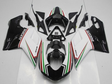 Ducati 848 1098 1198 07-14 Verkleidungen - Schwarz Grün und Weiß