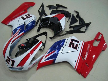Ducati 848 1098 1198 07-14 Verkleidungen - Schwarz Weiß Rot 21