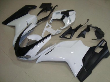 Ducati 848 1098 1198 07-14 Verkleidungen - Weiß Matt Schwarz