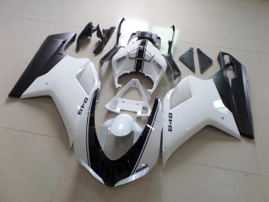Ducati 848 1098 1198 07-14 Verkleidungen - Weiß Und Schwarz Streifen