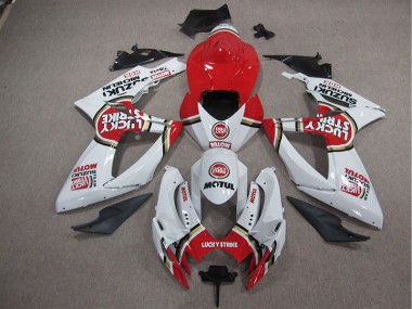 GSXR 1000 K5 05-06 Verkleidungen - Weiß Lucky Strike Rot Motul