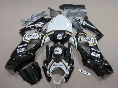 GSXR 1000 K7 07-08 Verkleidungen - Schwarz Lucky Strike Weiß Motul