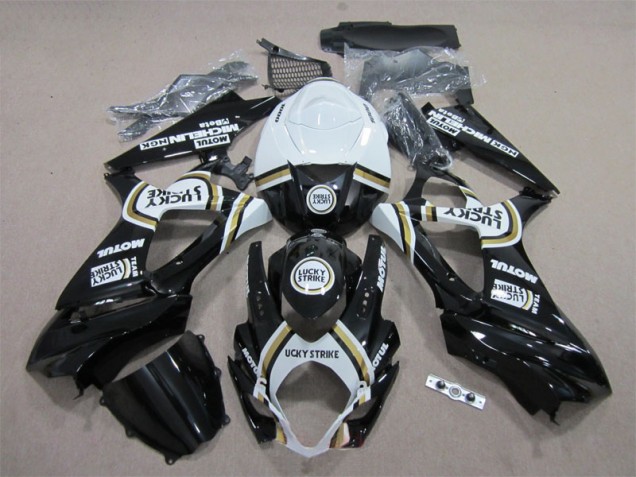 GSXR 1000 K7 07-08 Verkleidungen - Schwarz Lucky Strike Weiß Motul