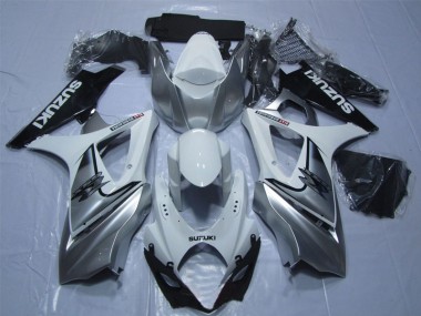 GSXR 1000 K7 07-08 Verkleidungen - Weiß Silber Schwarz