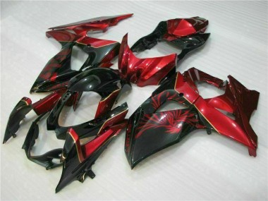 GSXR 1000 K9 09-16 Verkleidungen - Rot Flamme Schwarz