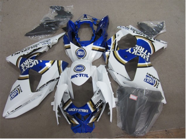 GSXR 1000 K9 09-16 Verkleidungen - Weiß Lucky Strike Blau Motul GSXR 1000 K9 09-16 Verkleidungen - Weiß Lucky Strike Blau Motul