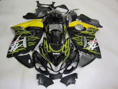 GSXR 1300 Hayabusa 08-19 Verkleidungen - Schwarz Gelb Flamme