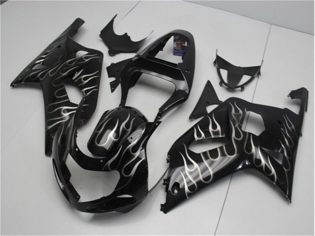 GSXR 600 / 750 K1 K2 K3 01-03 Verkleidungen - Schwarze Weiße Flamme GSXR 600 / 750 K1 K2 K3 01-03 Verkleidungen - Schwarze Weiße Flamme