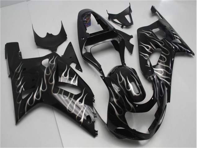 GSXR 600 / 750 K1 K2 K3 01-03 Verkleidungen - Schwarze Weiße Flamme GSXR 600 / 750 K1 K2 K3 01-03 Verkleidungen - Schwarze Weiße Flamme