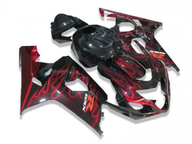 GSXR 600 / 750 K4 04-05 Verkleidungen - Schwarz rote Flammen