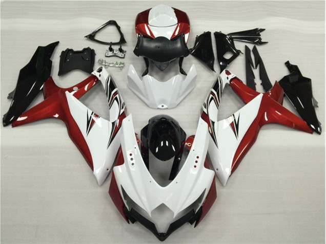 GSXR 600 / 750 K8 08-10 Verkleidungen - Weiß Rot Schwarz GSXR 600 / 750 K8 08-10 Verkleidungen - Weiß Rot Schwarz