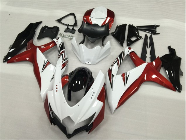 GSXR 600 / 750 K8 08-10 Verkleidungen - Weiß Rot Schwarz GSXR 600 / 750 K8 08-10 Verkleidungen - Weiß Rot Schwarz