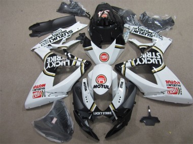 GSXR 600 K6 06-07 Verkleidungen - Schwarz Weiß Lucky Strike Motul