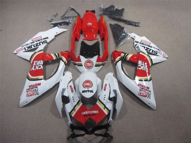 GSXR 600 K8 08-10 Verkleidungen - Weiß Lucky Strike Rot Motul