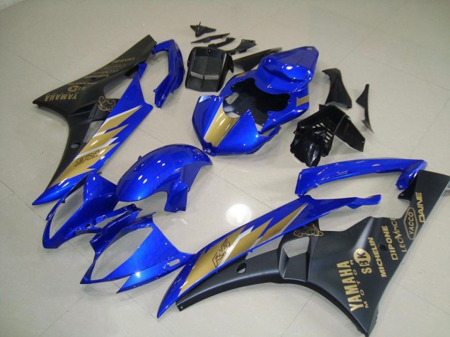 R6 06-07 Verkleidungen - Schwarz Blau mit Gold Aufkleber R6 06-07 Verkleidungen - Schwarz Blau mit Gold Aufkleber