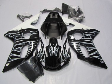 R6 98-02 Verkleidungen - Schwarze Weiße Flamme