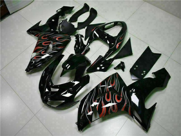 ZX10R 06-07 Verkleidung - Schwarz rote Flamme