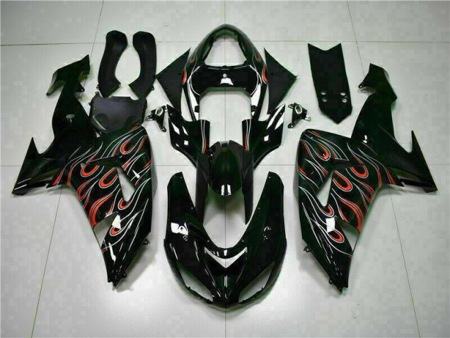 ZX10R 06-07 Verkleidung - Schwarz rote Flamme