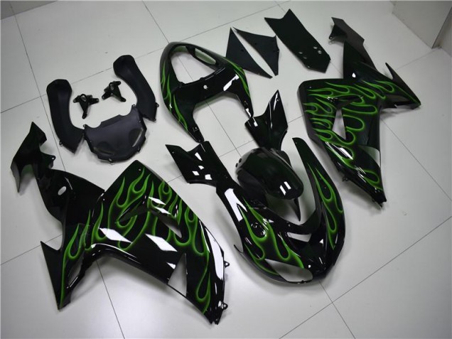 ZX10R 06-07 Verkleidungen - Schwarze Grüne Flamme ZX10R 06-07 Verkleidungen - Schwarze Grüne Flamme