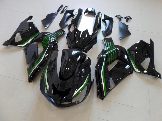 ZX14R ZZR 1400 06-11 Verkleidungen - Glänzend Schwarz mit Grün Linie ZX14R ZZR 1400 06-11 Verkleidungen - Glänzend Schwarz mit Grün Linie