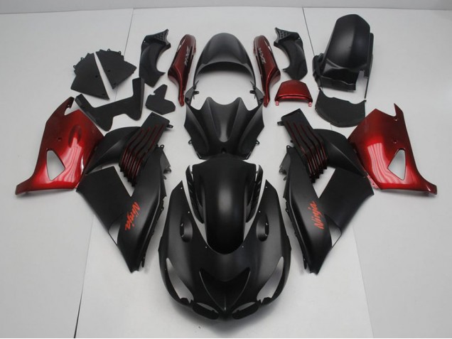 ZX14R ZZR 1400 06-11 Verkleidungen - Matt Schwarz und Rot ZX14R ZZR 1400 06-11 Verkleidungen - Matt Schwarz und Rot