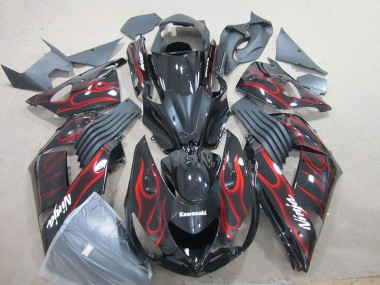 ZX14R ZZR 1400 06-11 Verkleidungen - Schwarz rote Flamme Ninja