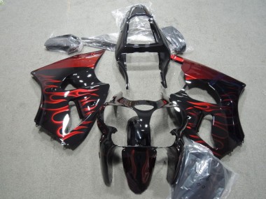 ZX6R 00-02 Verkleidung - Schwarz rote Flamme