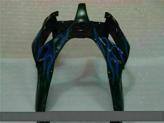 ZX6R 00-02 Verkleidungen - Schwarz mit Blaur Flamme ZX6R 00-02 Verkleidungen - Schwarz mit Blaur Flamme