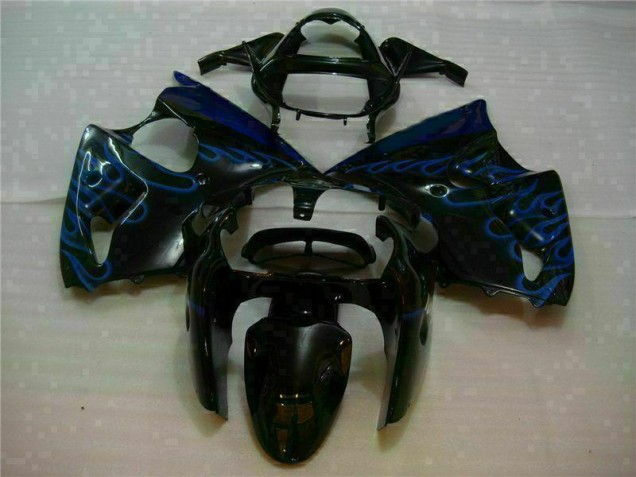 ZX6R 00-02 Verkleidungen - Schwarz mit Blaur Flamme ZX6R 00-02 Verkleidungen - Schwarz mit Blaur Flamme