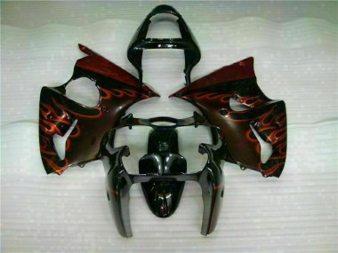 ZX6R 00-02 Verkleidungen - Schwarz rote Flamme