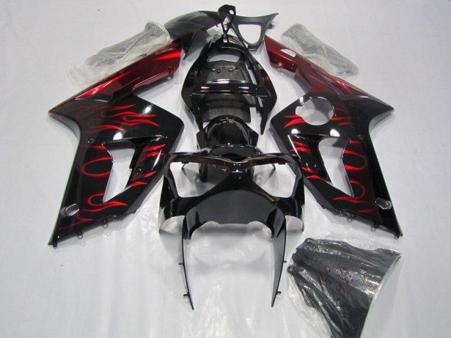 ZX6R 03-04 Verkleidungen - Schwarz rote Flamme ZX6R 03-04 Verkleidungen - Schwarz rote Flamme