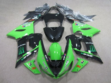 ZX6R 05-06 Verkleidungen - Schwarz Grün 3M Touch4 Monster