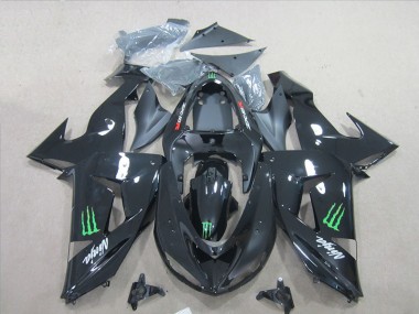 ZX6R 07-08 Verkleidungen - Schwarz Ninja Grünmonster