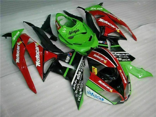 ZX6R 09-12 Verkleidungen - Schwarz Rot Grün Motocard ZX6R 09-12 Verkleidungen - Schwarz Rot Grün Motocard
